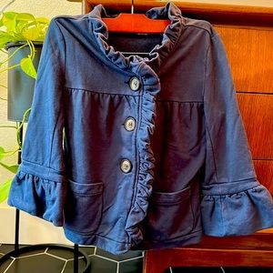 Downeast basics ruffle sweatshirt jacket